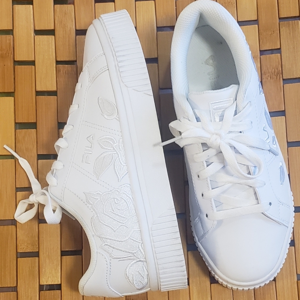 Fila Fashion Sneakers, Platform, White, Sz 7.5